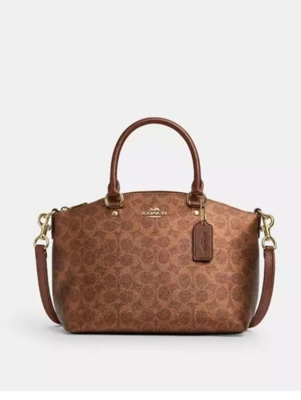 Coach Sadie Satchel Crossbody Bag in Metallic Signature Coated Canvas - Picture 16 of 16